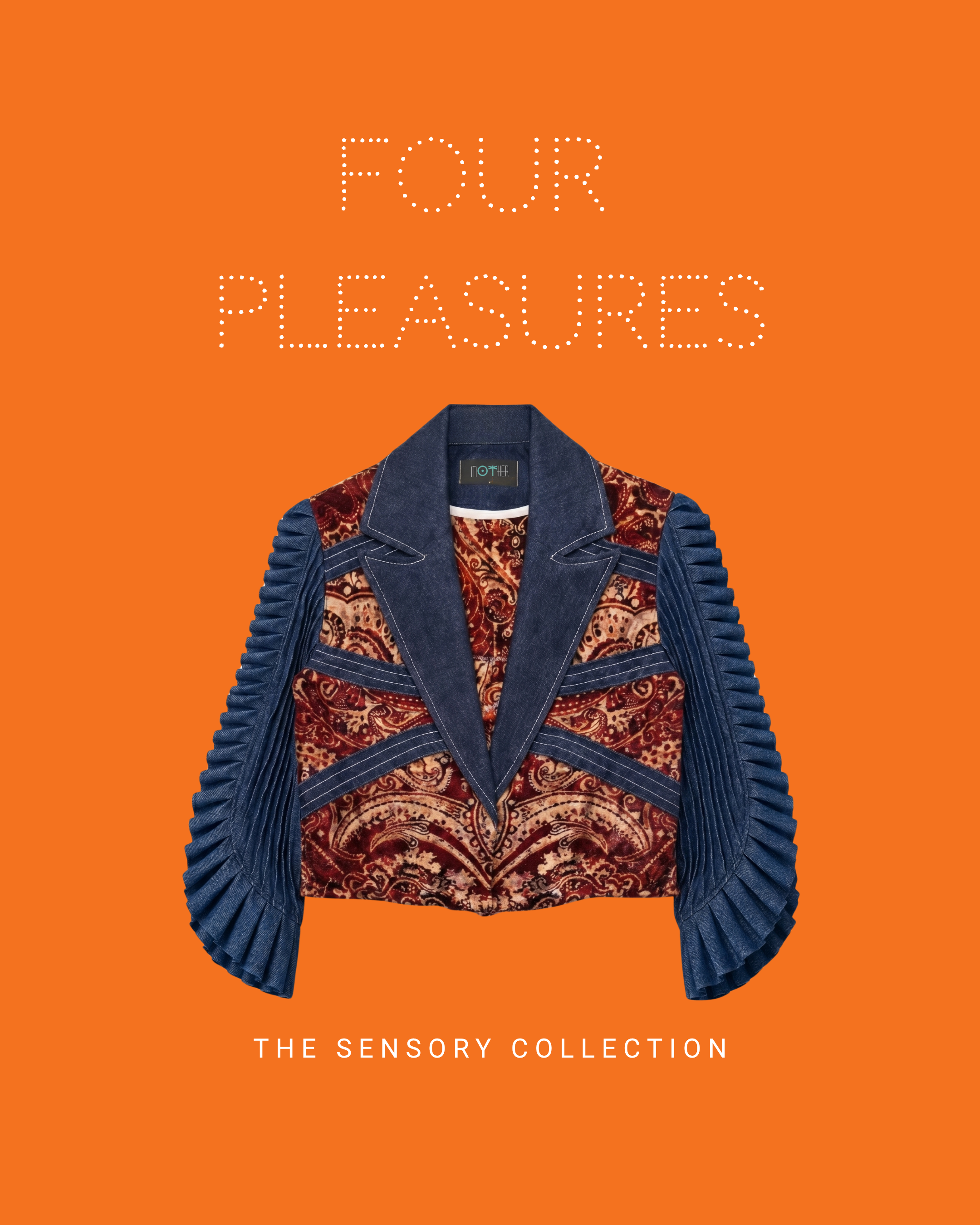 Mother's Four Pleasures collection designed with Sensory Hedonics principle: with textured fabric and with removable sleeves, inviting tactile interaction for extended wear.